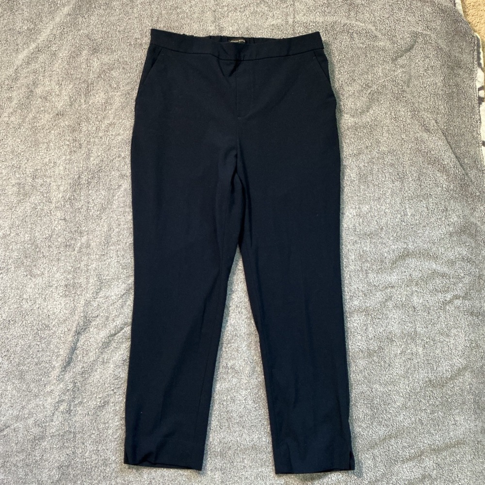 Banana Republic Hayden Pull On Pants Womens 8 Navy Blue Tapered Elastic Waist